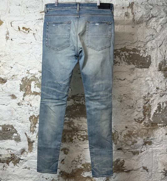 Amiri MX1 Multicolor Flannel Blue Denim Jeans Sz 34