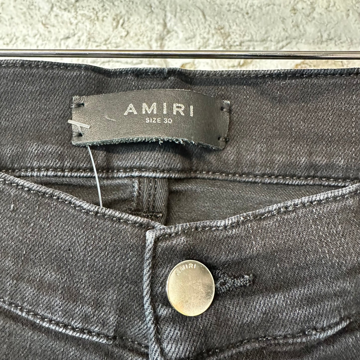Amiri MX1 Red Suede Faded Black Denim Jeans Sz 30