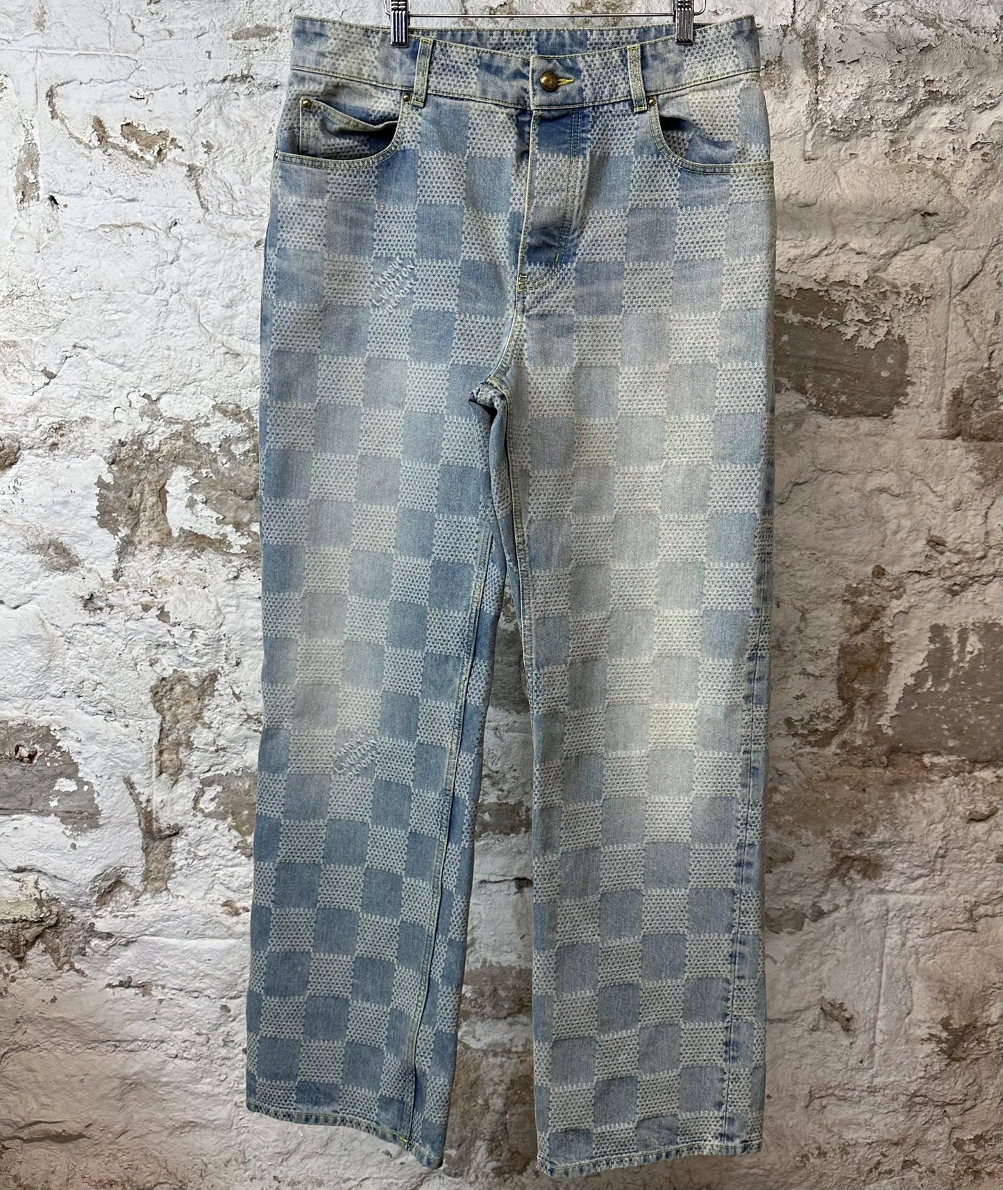 Louis Vuitton 3D Damier Blue Denim Jeans Sz 34