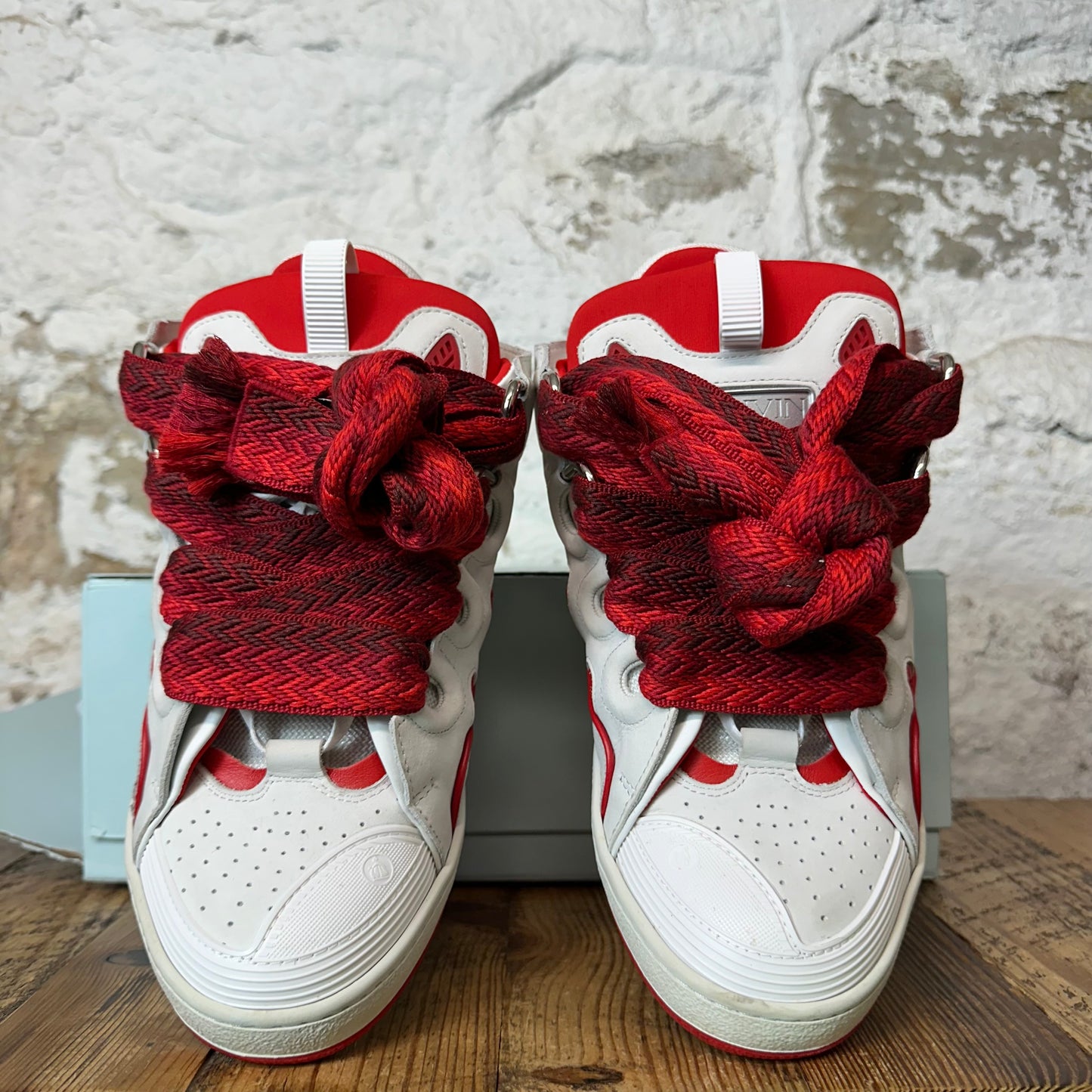Lanvin Curb Red Lace White Sneaker Sz 10 (43)