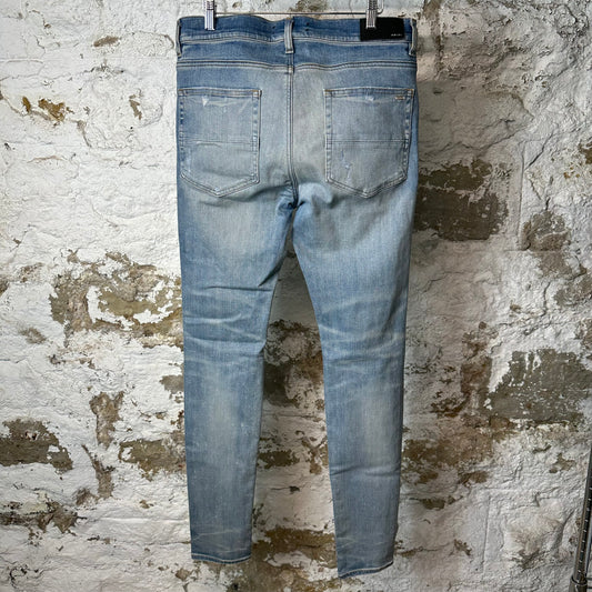 Amiri Plain Blue Distressed Denim Jeans Sz 34