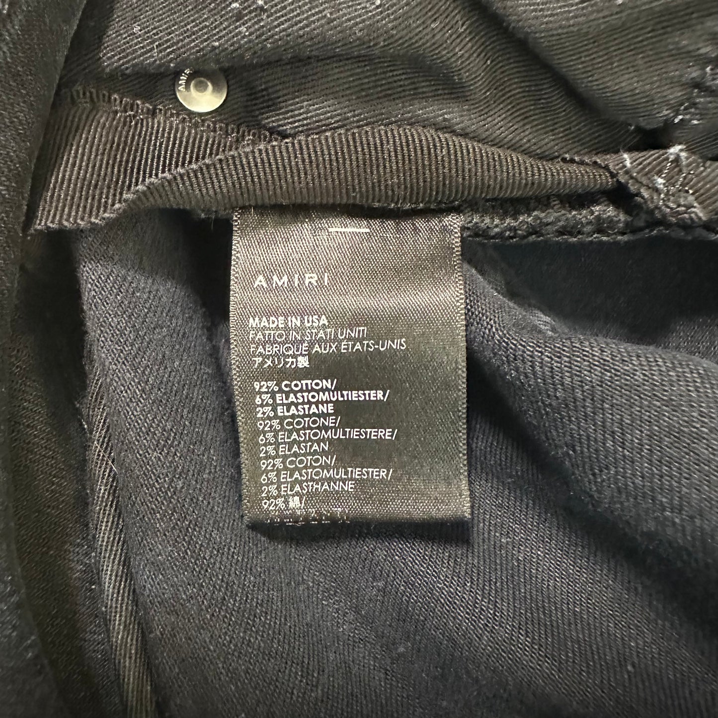 Amiri MX1 Black Patch Black Denim Jeans Sz 29