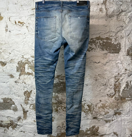 Amiri MX1 Sky Blue Cream Blue Denim Jeans Sz 34