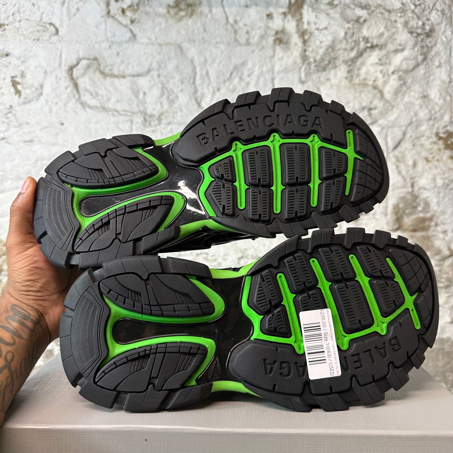 Balenciaga Black Green Track Sandal Sz 10 (43)