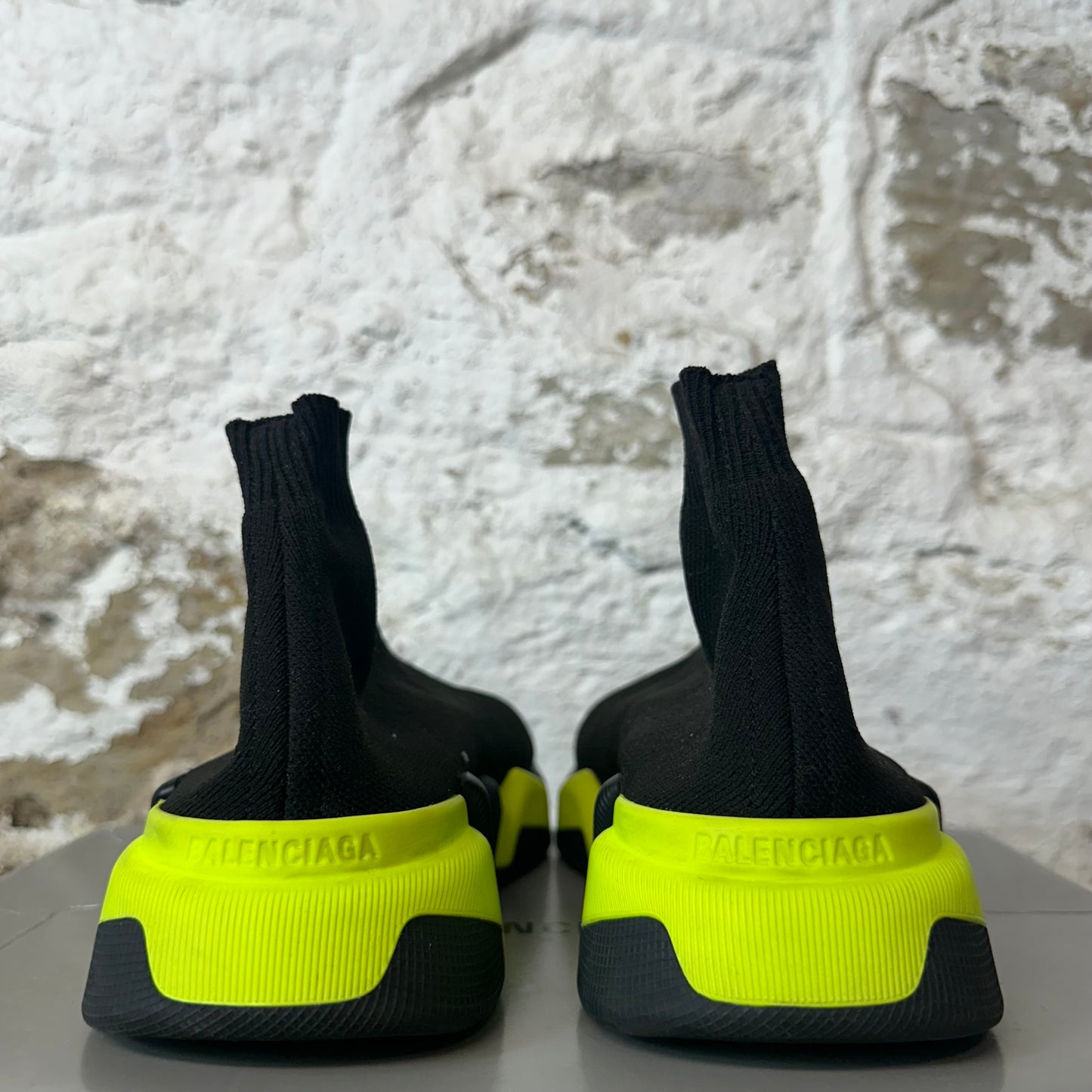 Balenciaga Black Neon Green Sock Runner Sz 5 (37)