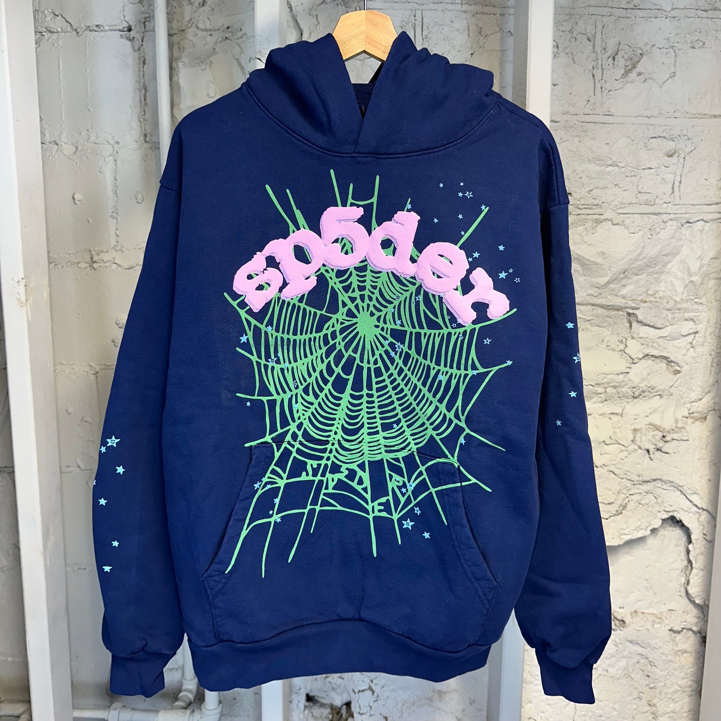 Sp5der Navy Pink Hoodie