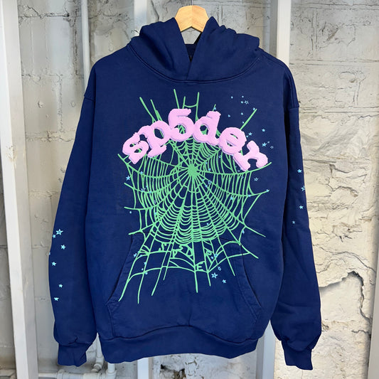 Sp5der Navy Pink Hoodie