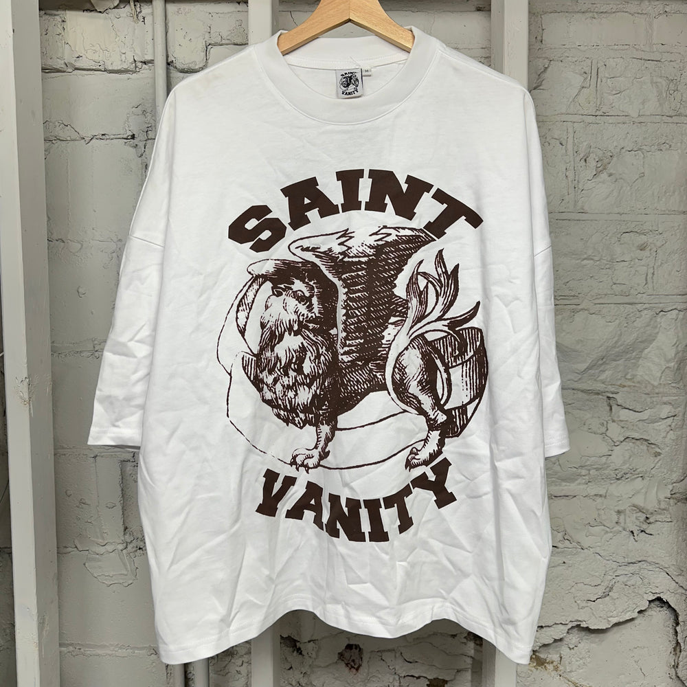 Saint Vanity Brown Griffin White T-Shirt Sz M