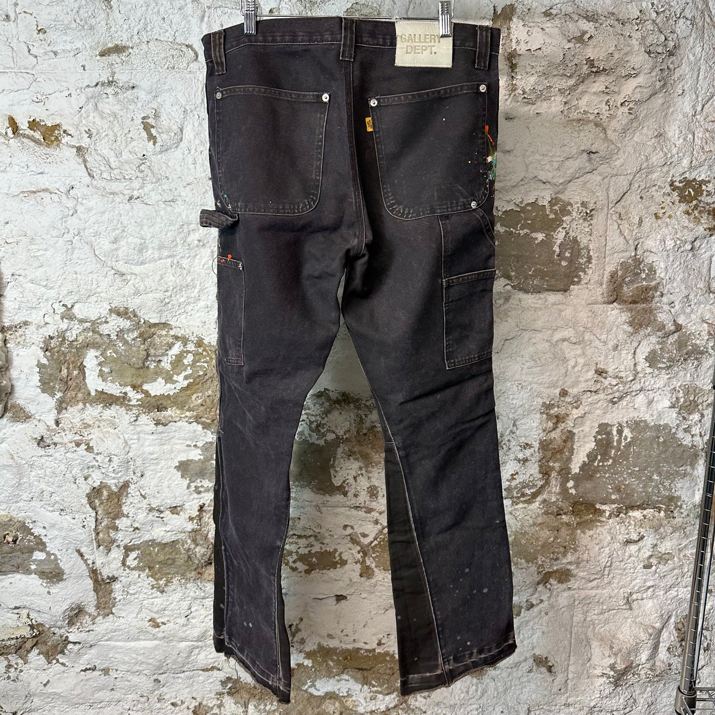 Gallery Department Faded Black Carpenter Flare Splatter Pants Sz 33