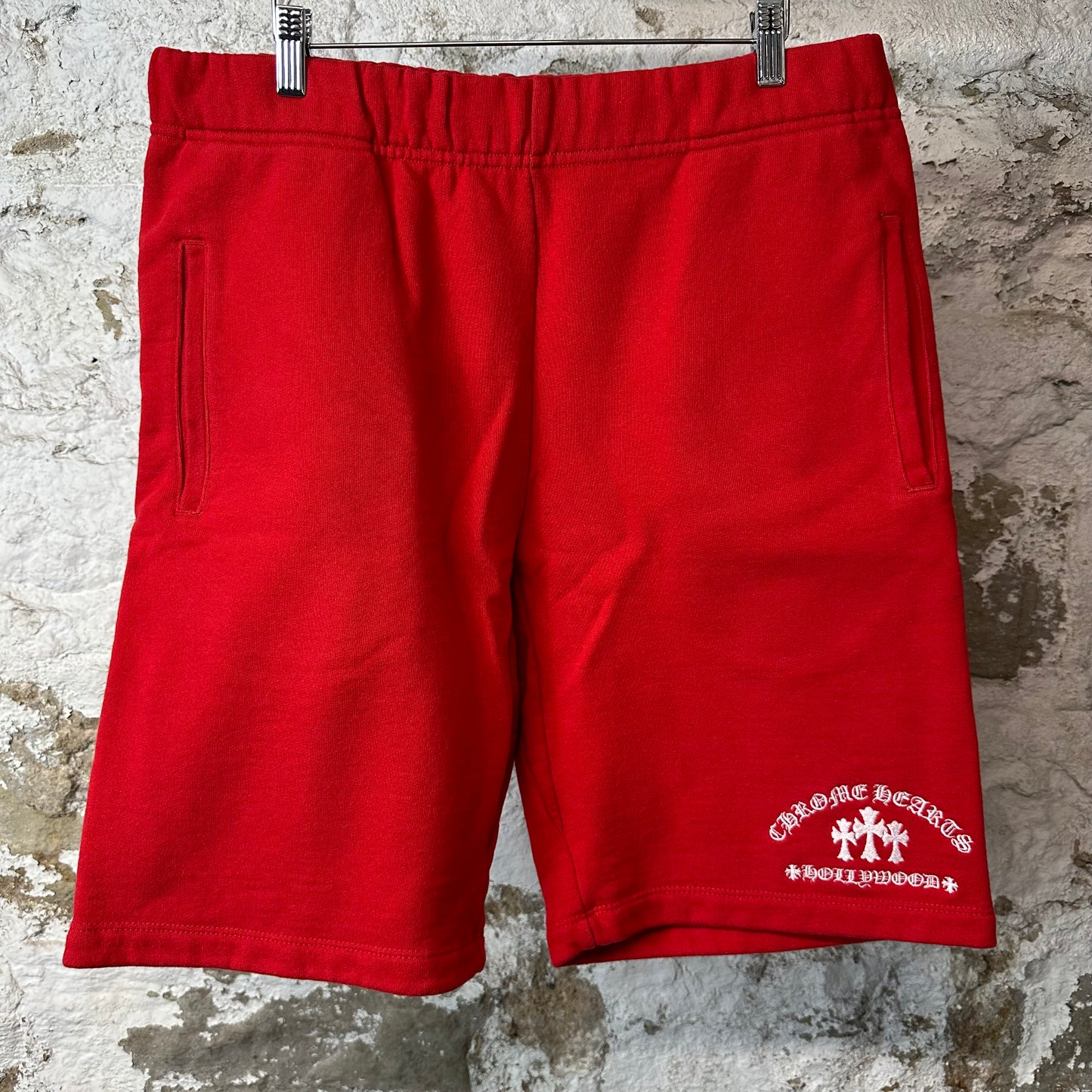 Chrome Hearts Embroidered Triple Cross Red Shorts Sz L