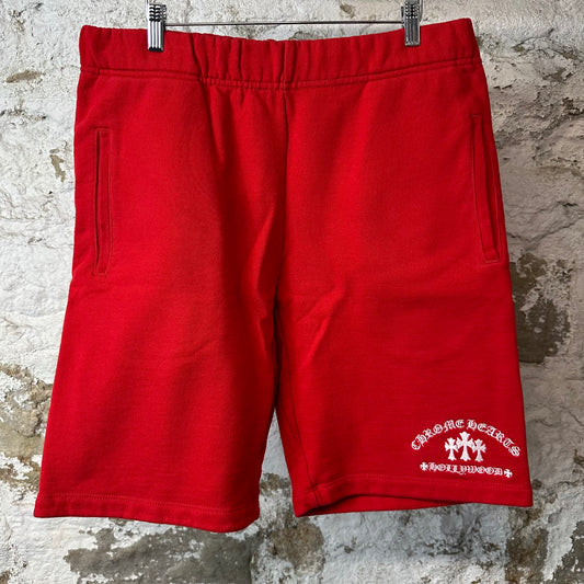 Chrome Hearts Embroidered Triple Cross Red Shorts Sz L