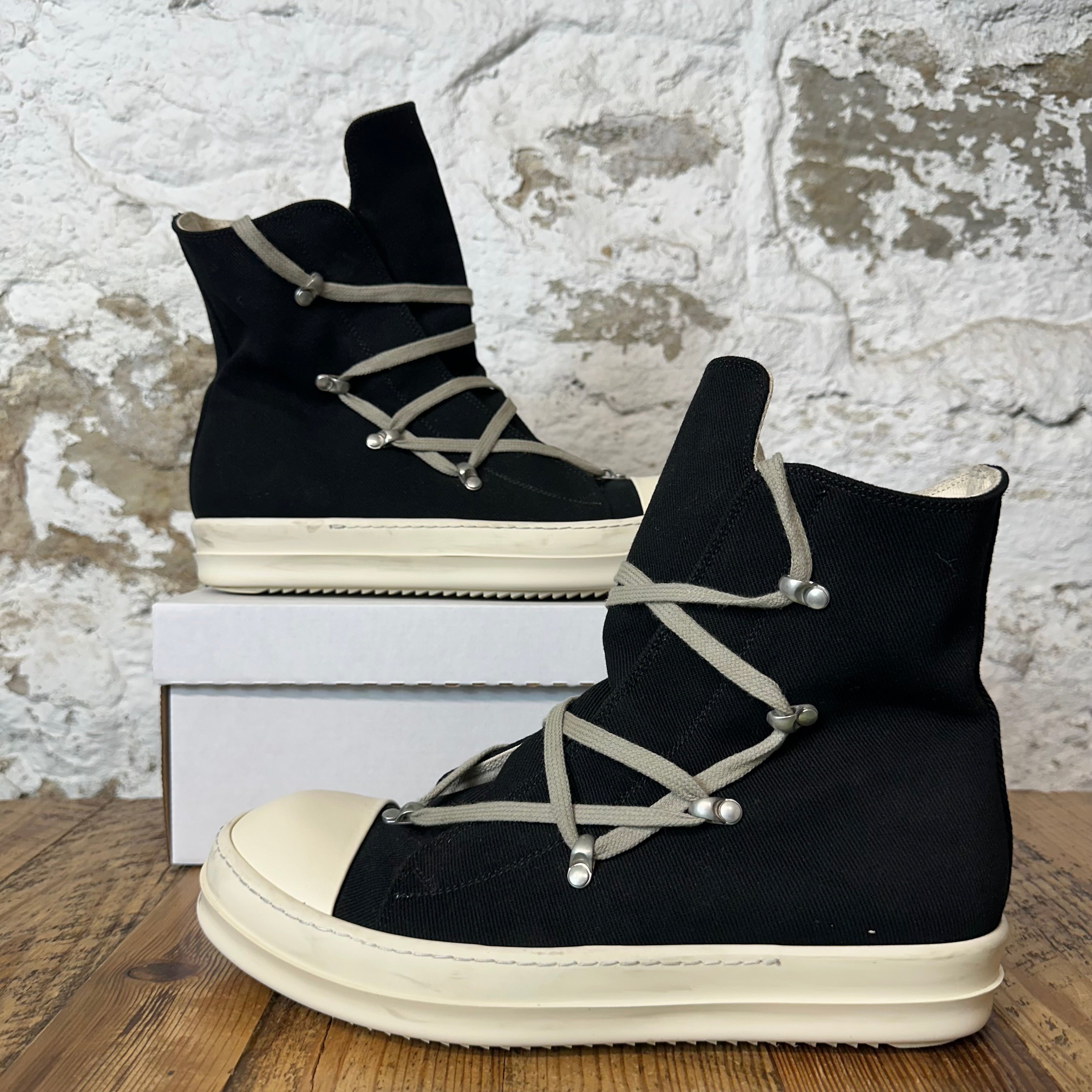 Rick Owens High Hexa Lace Black Milk Sneaker Sz 9.5 (42.5)