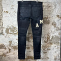 Amiri Varsity Felt Spell Distressed Denim Jeans Sz 36