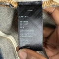Amiri MX1 Black Leather Dark Blue Denim Jeans Sz 36