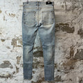 Amiri MX1 Black Leather Thrasher Washed Blue Denim Jeans Sz 33