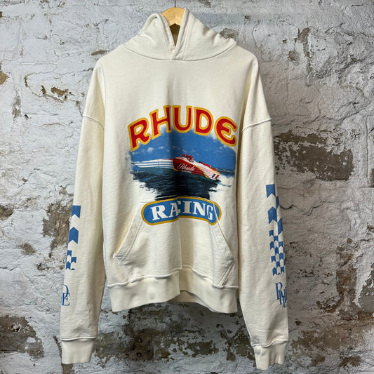 Rhude Racing Boat Hoodie Cream Sz S