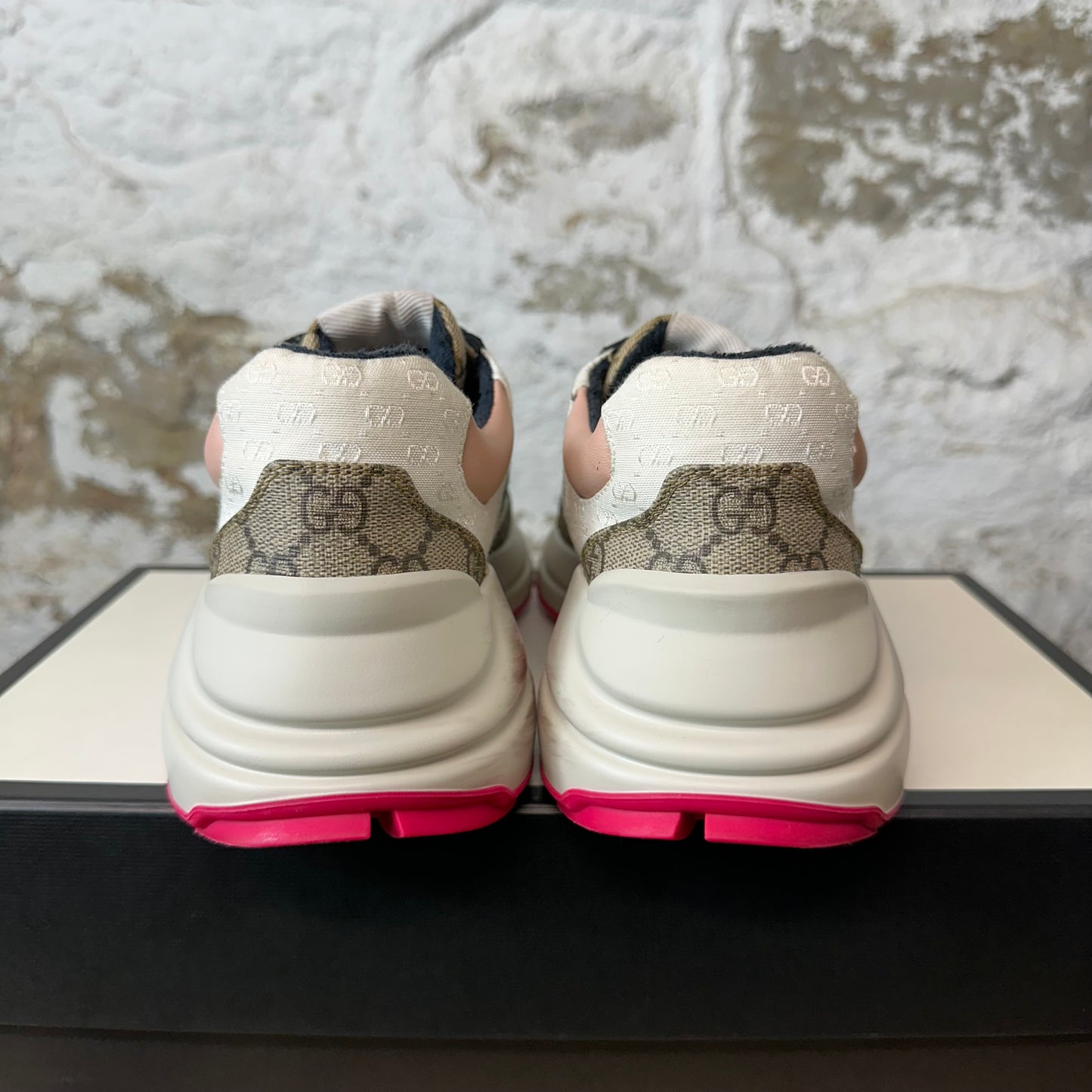 Gucci Rhyton Multicolor GG Monogram Cream Sneaker Sz 5 (37)