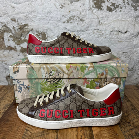 Gucci Brown Monogram Tiger Spell Ace Sz 9 DS