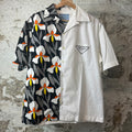 Prada Double Match Floral Print White Button Up Shirt Sz M