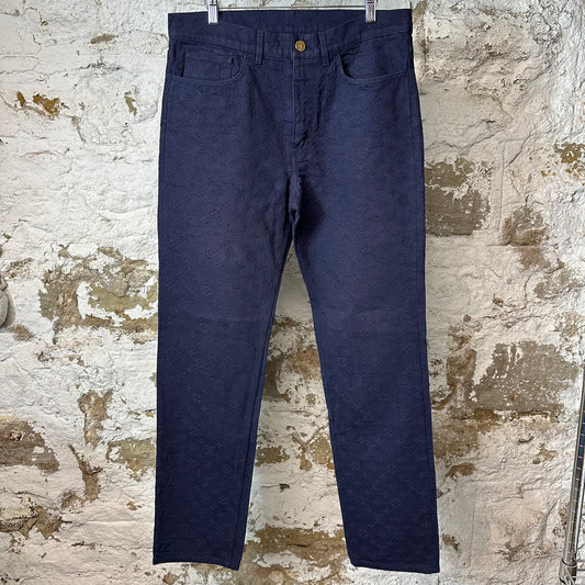 Louis Vuitton Navy Monogram Denim Jeans Sz 34