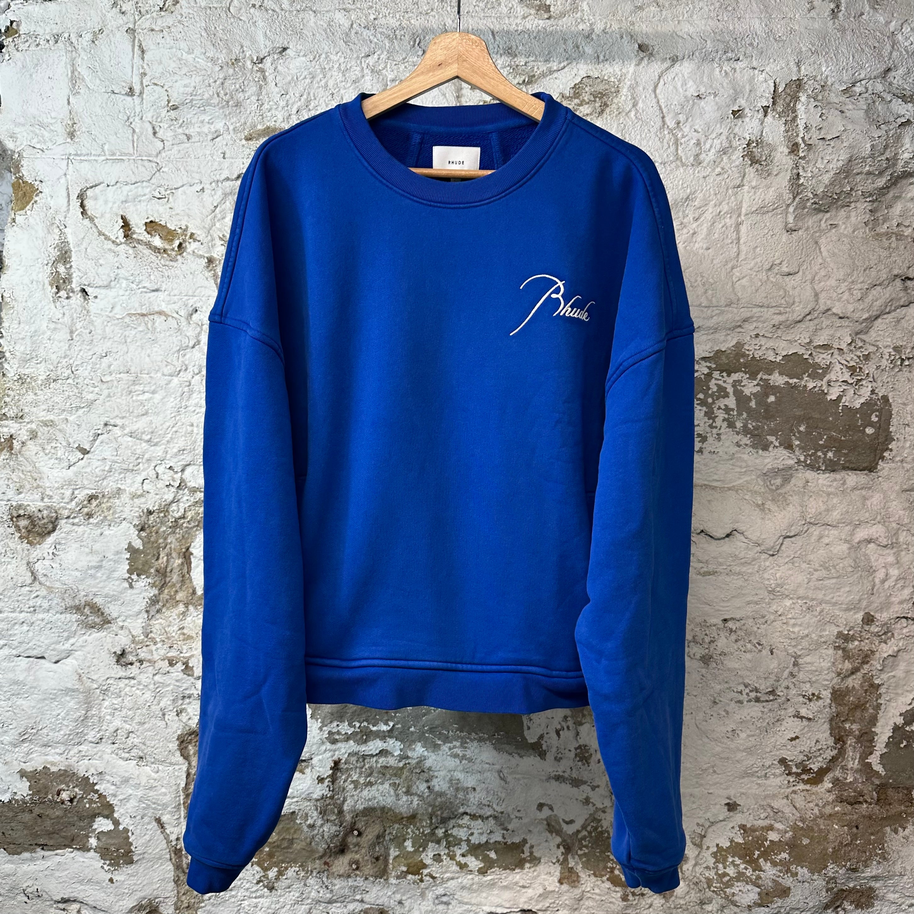 Rhude Cursive Rhude Cursive Spell Cobalt Blue Crewneck – The Gallery Online