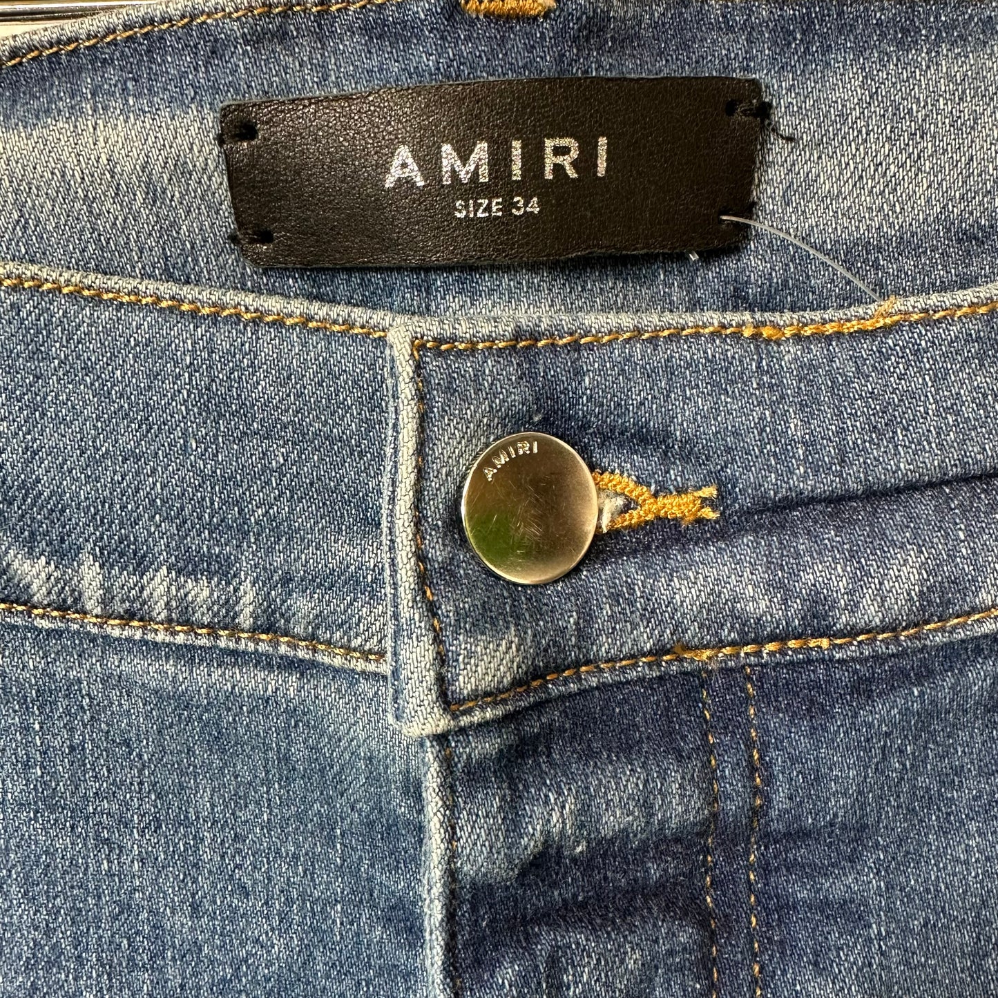 Amiri Plain Blue Honeycomb Denim Jeans Sz 34