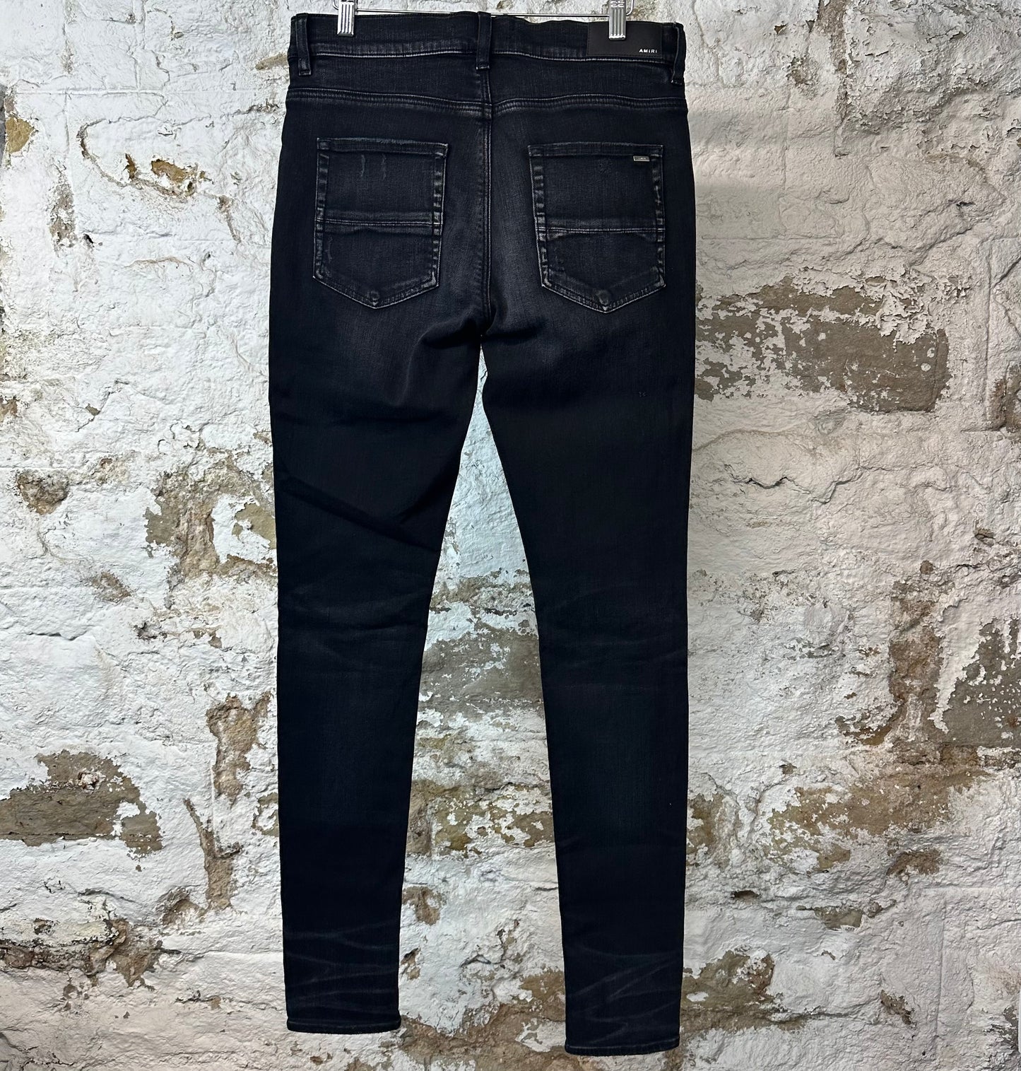 Amiri MX1 Camo Patch Black Denim Jeans Sz 33