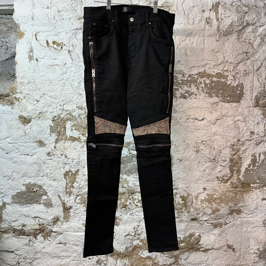 Amiri MX2 Brown Green Paisley Black Denim Jeans Sz 32