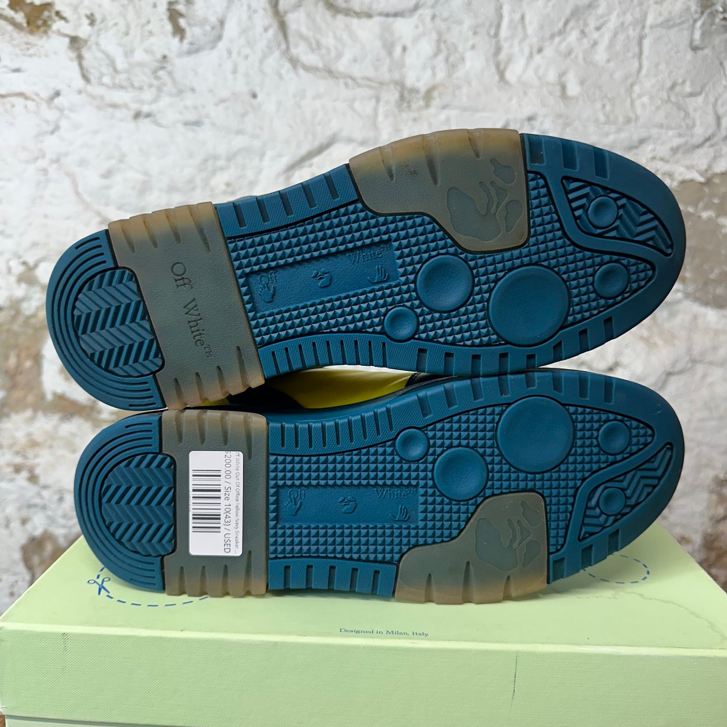 Off-White Out Of Office Yellow Navy Sneaker Sz 10 (43)