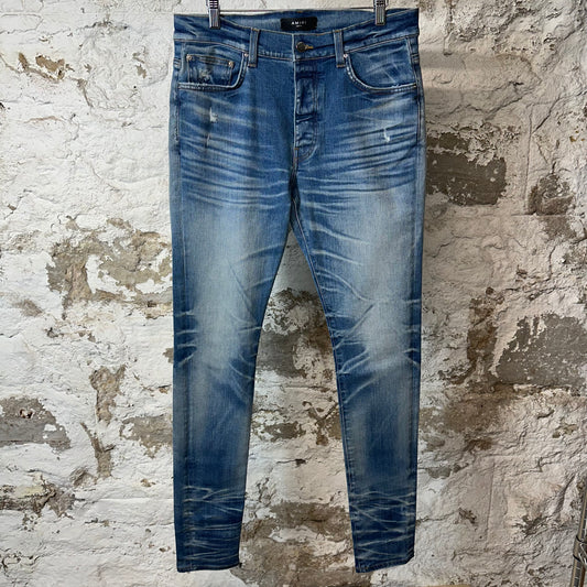 Amiri Plain Blue Honeycomb Denim Jeans Sz 34