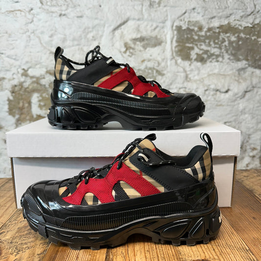 Burberry Arthur Plaid Red Black Sneaker Sz 6 (38.5)