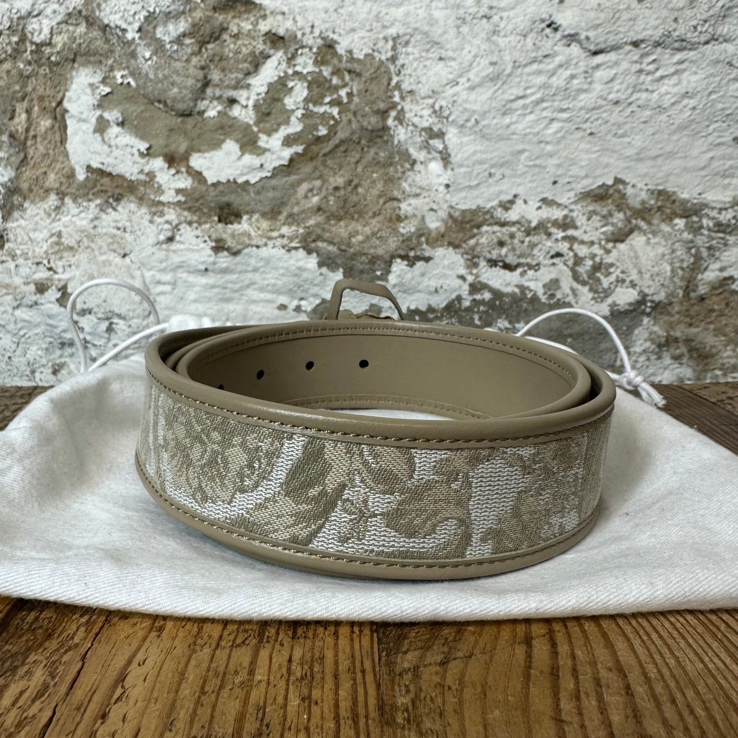 Versace Gold Buckle Fabric Jacquard Belt Sz (100)