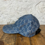 Gucci Silver GG Monogram Blue Hat