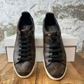 Louis Vuitton Black Patent Brown Monogram Frontrow Sneaker Sz 6 (38)