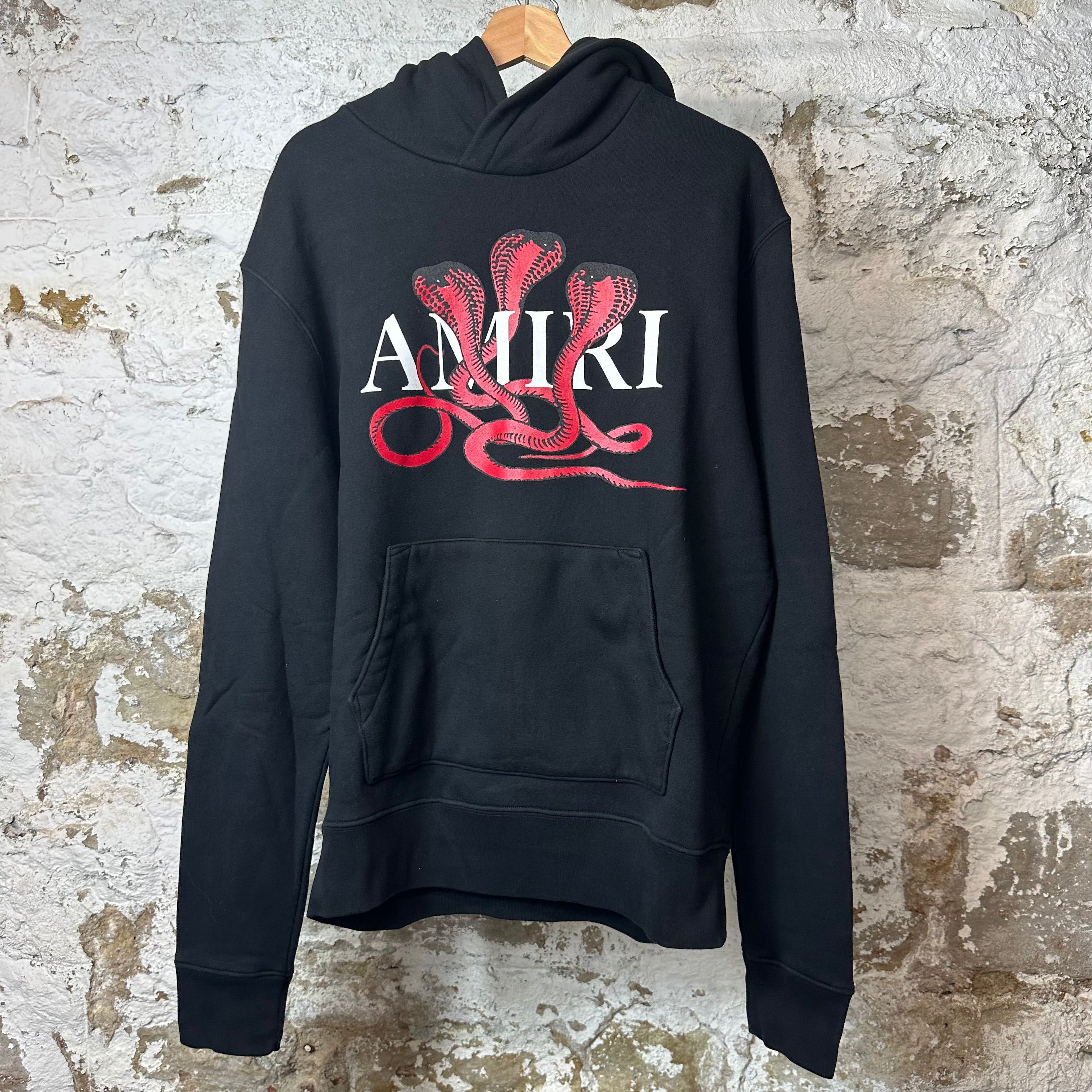 Amiri Red Snake Spellout Black Hoodie Sz M