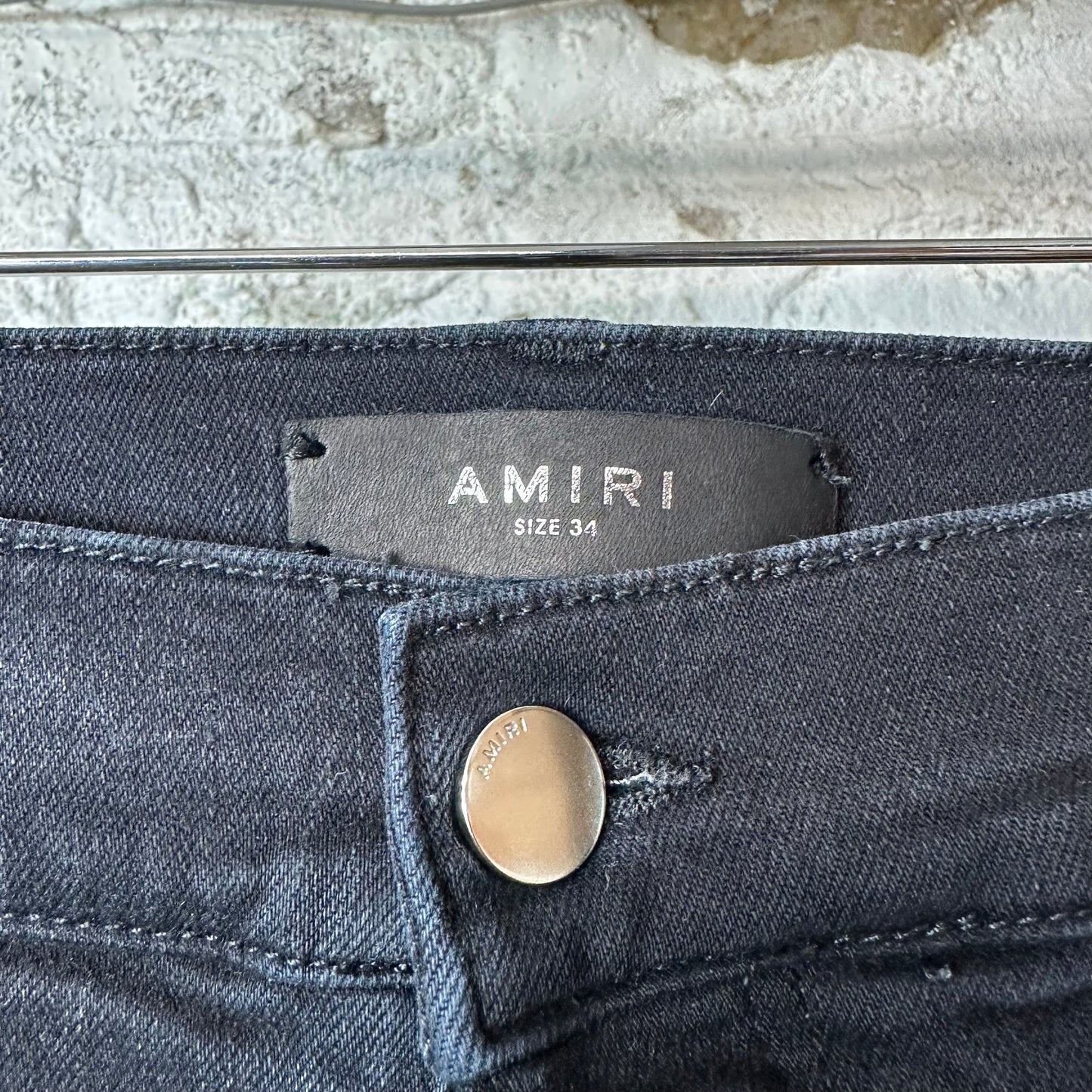 Amiri MX1 Brown Plaid Flannel Black Denim Jeans Sz 34