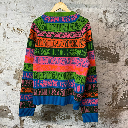 Christian Dior Stussy Multicolor Striped Wool Sweater Sz 3XL (XL) DS