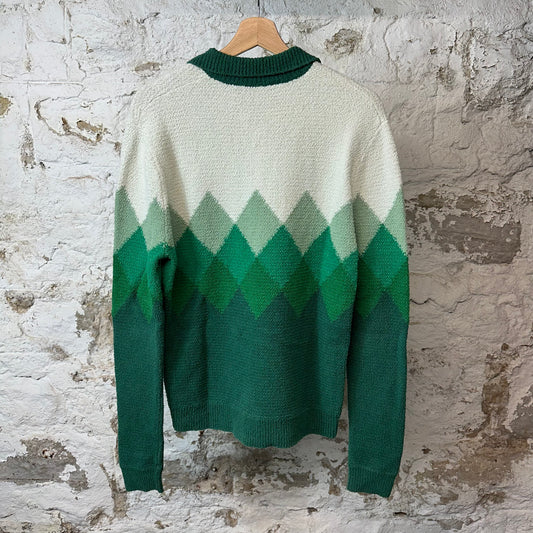 Casablanca Degrade Boucle Green Polo Sweater Sz M