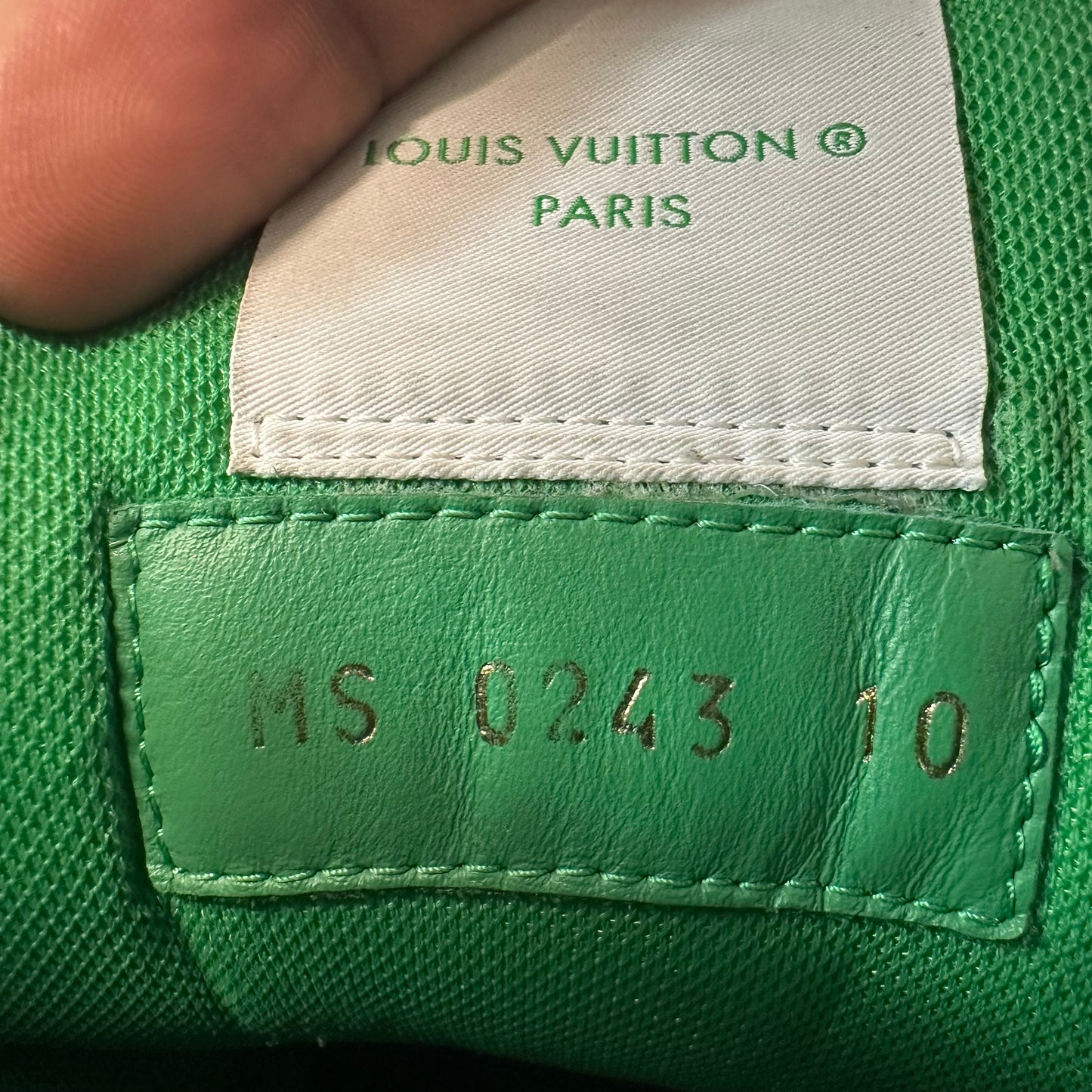 Louis Vuitton Green White Strap Trainer Sneaker Sz 11.5 (10LV) No Box