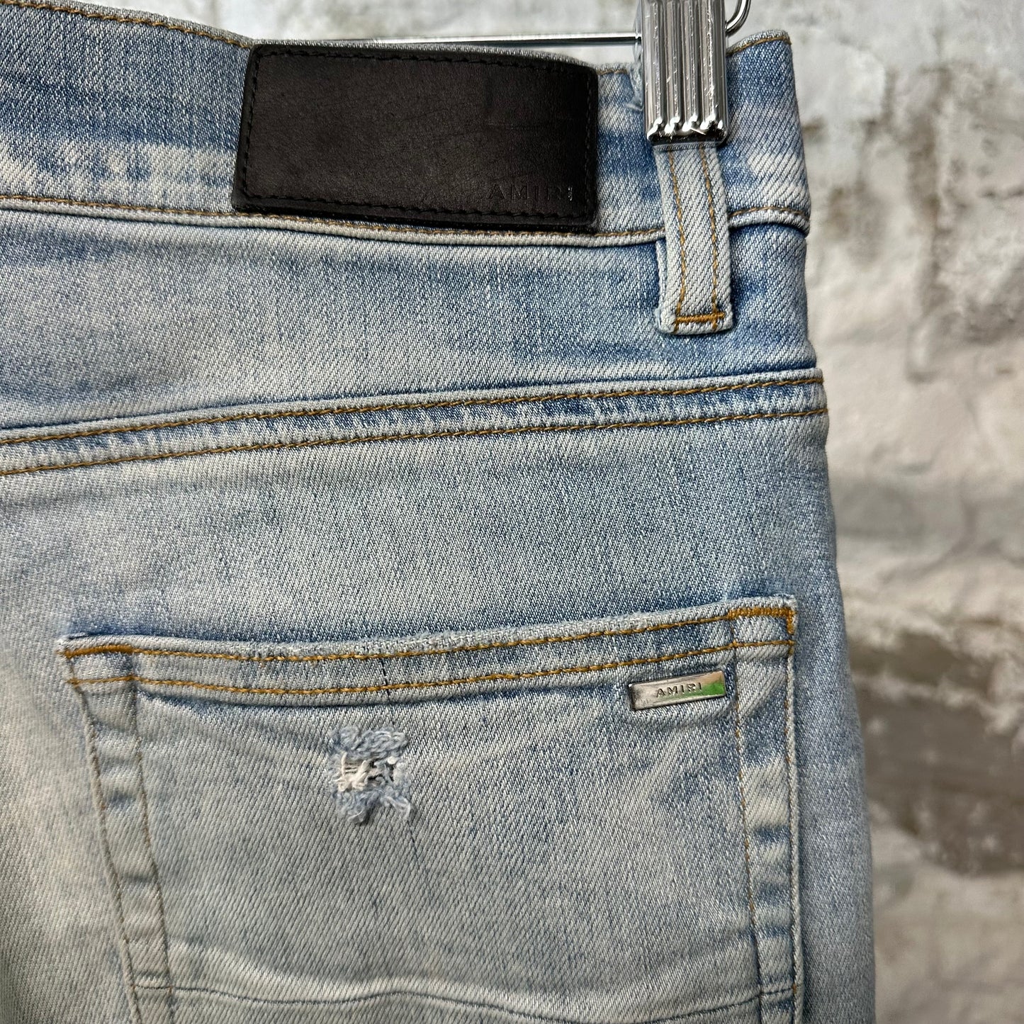 Amiri MX1 Tie-Dye Patches Blue Denim Jeans Sz 31