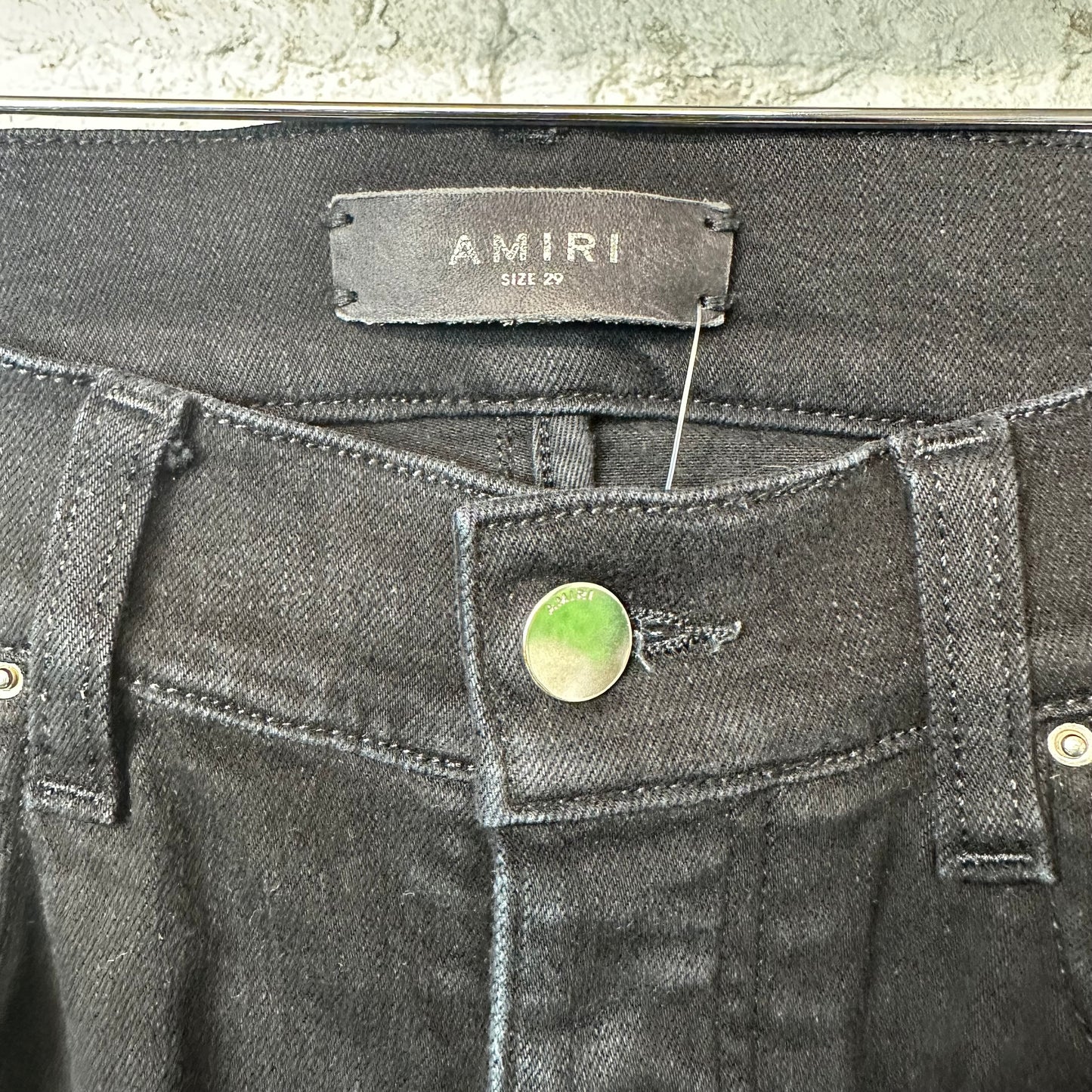 Amiri MX2 Black Patch Black Denim Jeans Sz 29