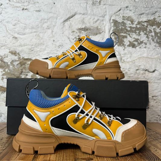Gucci Flashtrek Yellow Black Brown Sneaker Sz 8.5