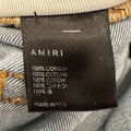 Amiri Black Leather Star Chemist Blue Denim Jeans Sz 38