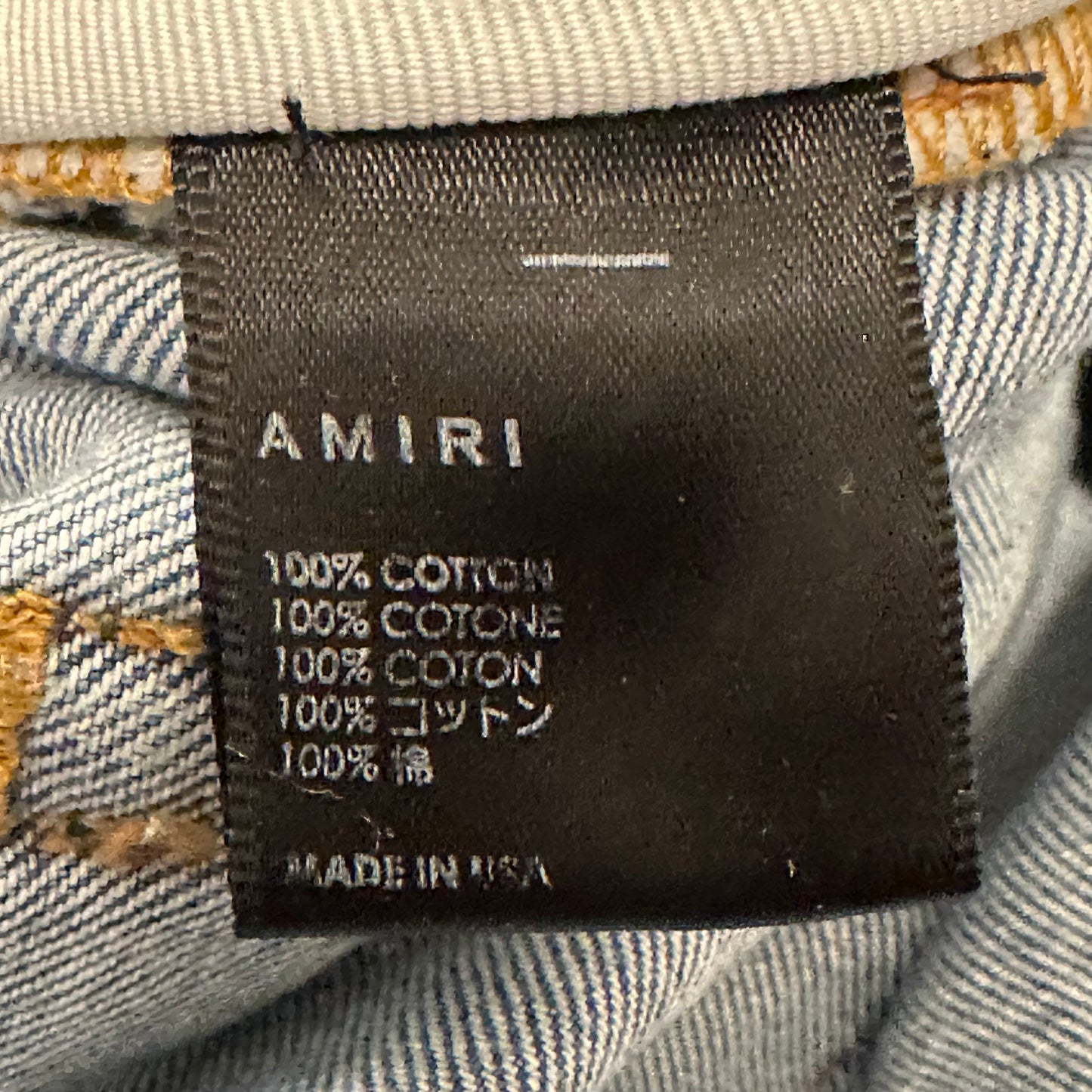 Amiri Black Leather Star Chemist Blue Denim Jeans Sz 38