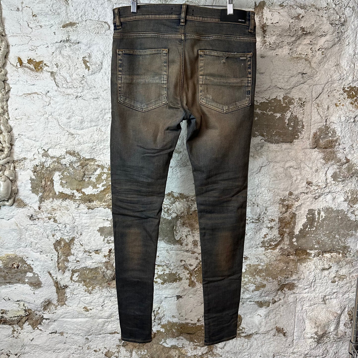 Amiri MX1 Plaid Dirty Blue Denim Jeans Sz 32