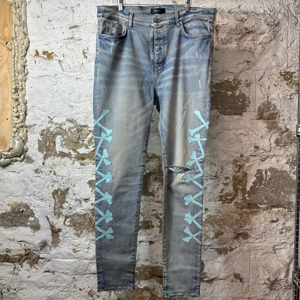Amiri Blue Bones Blue Denim Jeans Sz 40