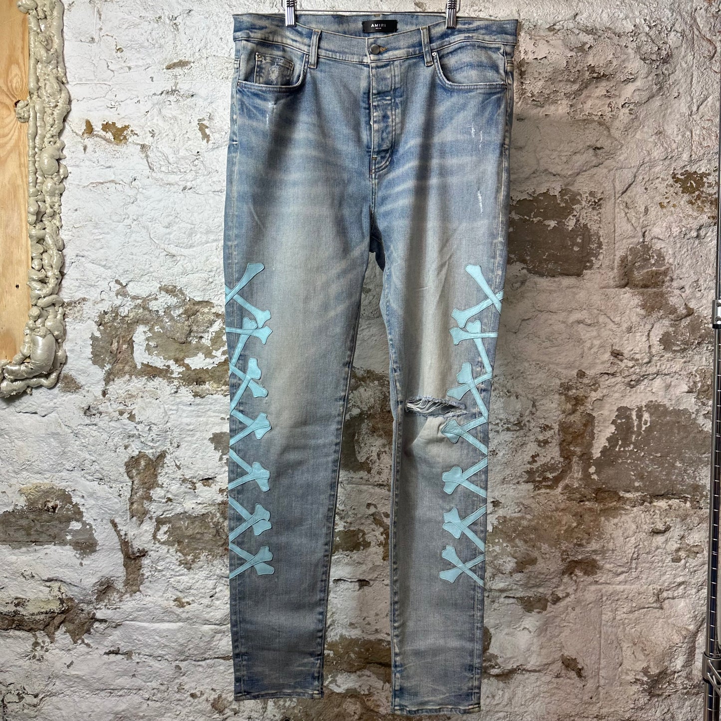 Amiri Blue Bones Blue Denim Jeans Sz 40
