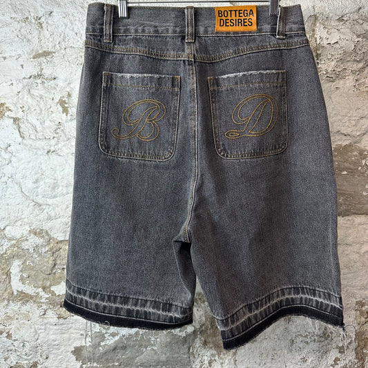 Bottega Desires Spellout Grey Jean Shorts Sz 32