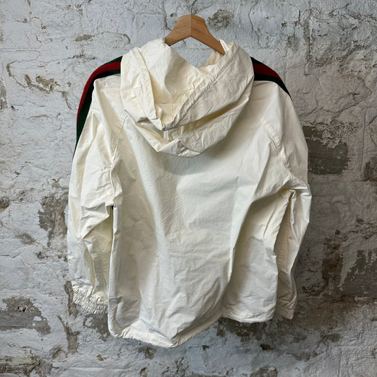 Gucci Stripe 1/2 Zip Windbreaker Jacket Cream Sz XS
