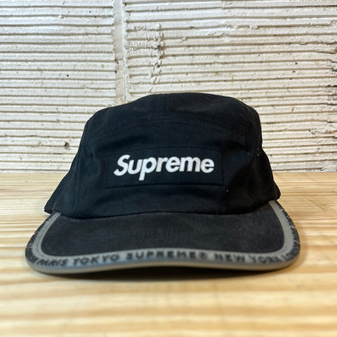 Supreme Worldwide Visor Tape Camp Cap Black Hat